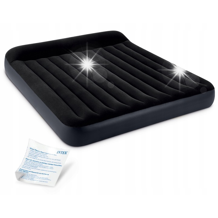 Къмпинг матрак Intex за 2 души, 203x183x25см, черен, с ремонтен комплект