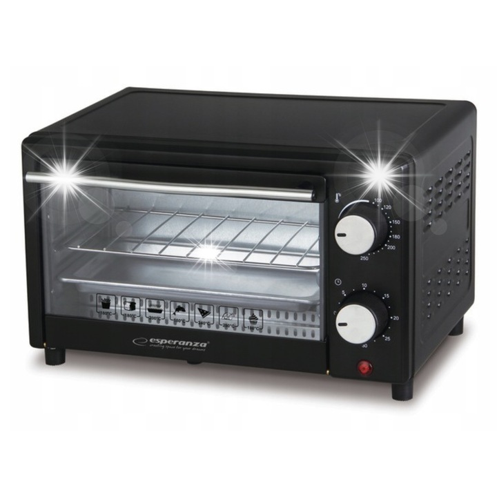 Електрическа фурна Esperanza Calzone, 10L, 900W, елегантен дизайн, 20,5x25,5x35,6см