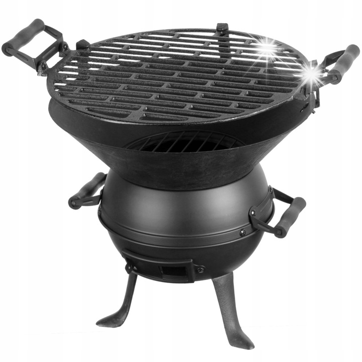 Gratar portabil, zeliu, 3 trepte inaltime, 35cm diametru, negru