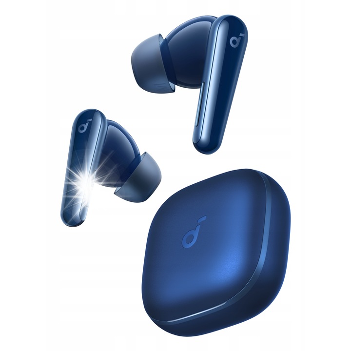 Casti wireless Soundcore Liberty 5, reducere zgomot, IP55, albastru, set cu etui de incarcare si 6 marimi de dopuri