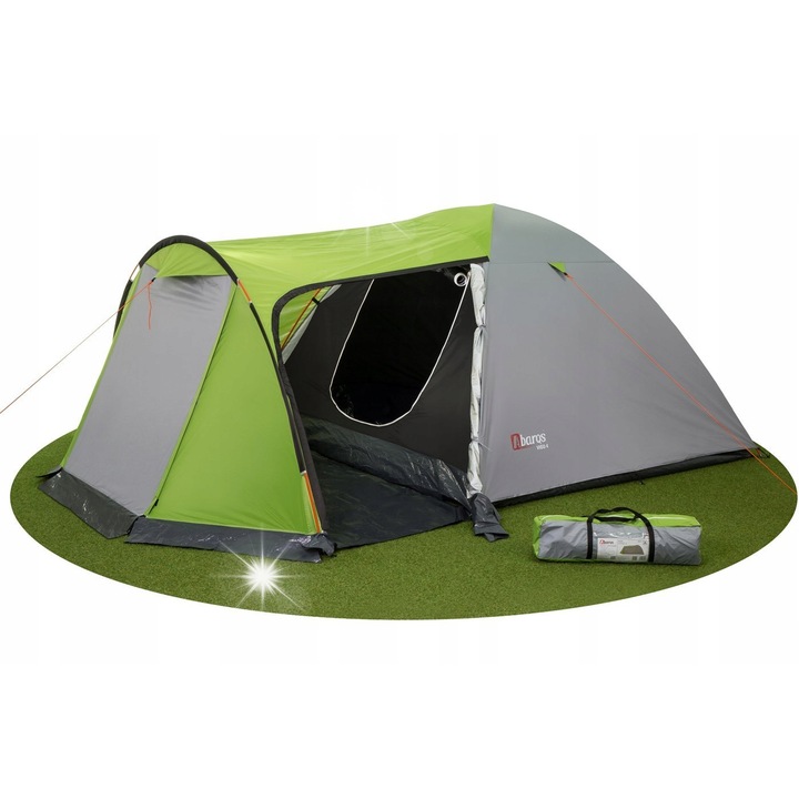 Kemping sátor AbarQs VIGO-4A, 4 személyes, szürke, 212x225x140cm, előtetővel, vízálló