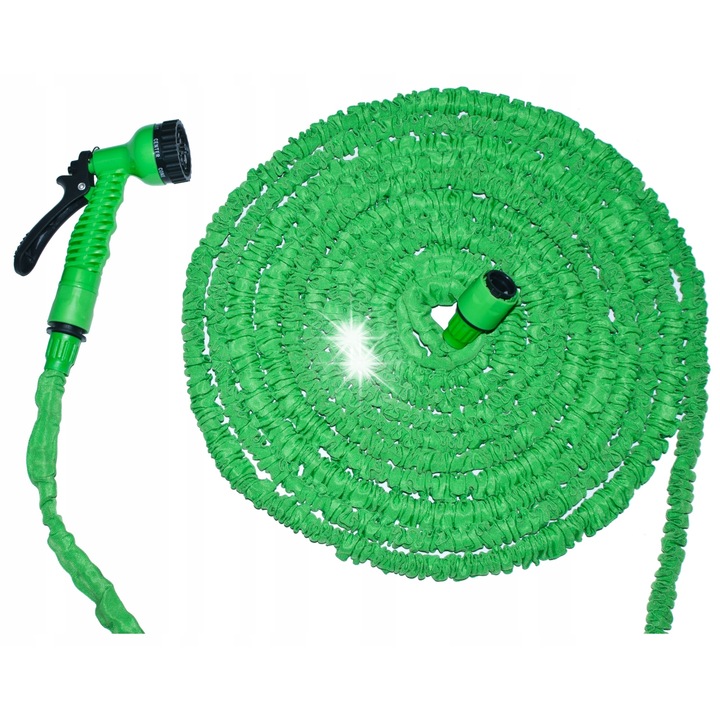 Разтегателен градински маркуч Gotel, 60м, 7 режима на пръскане, зелен