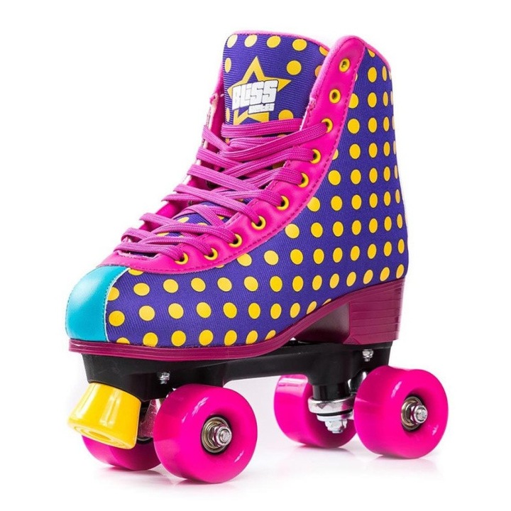Patine cu rotile Pegas Bliss, mov, măsura 39 EU, înălțime ghete, rulmenți ABEC 7