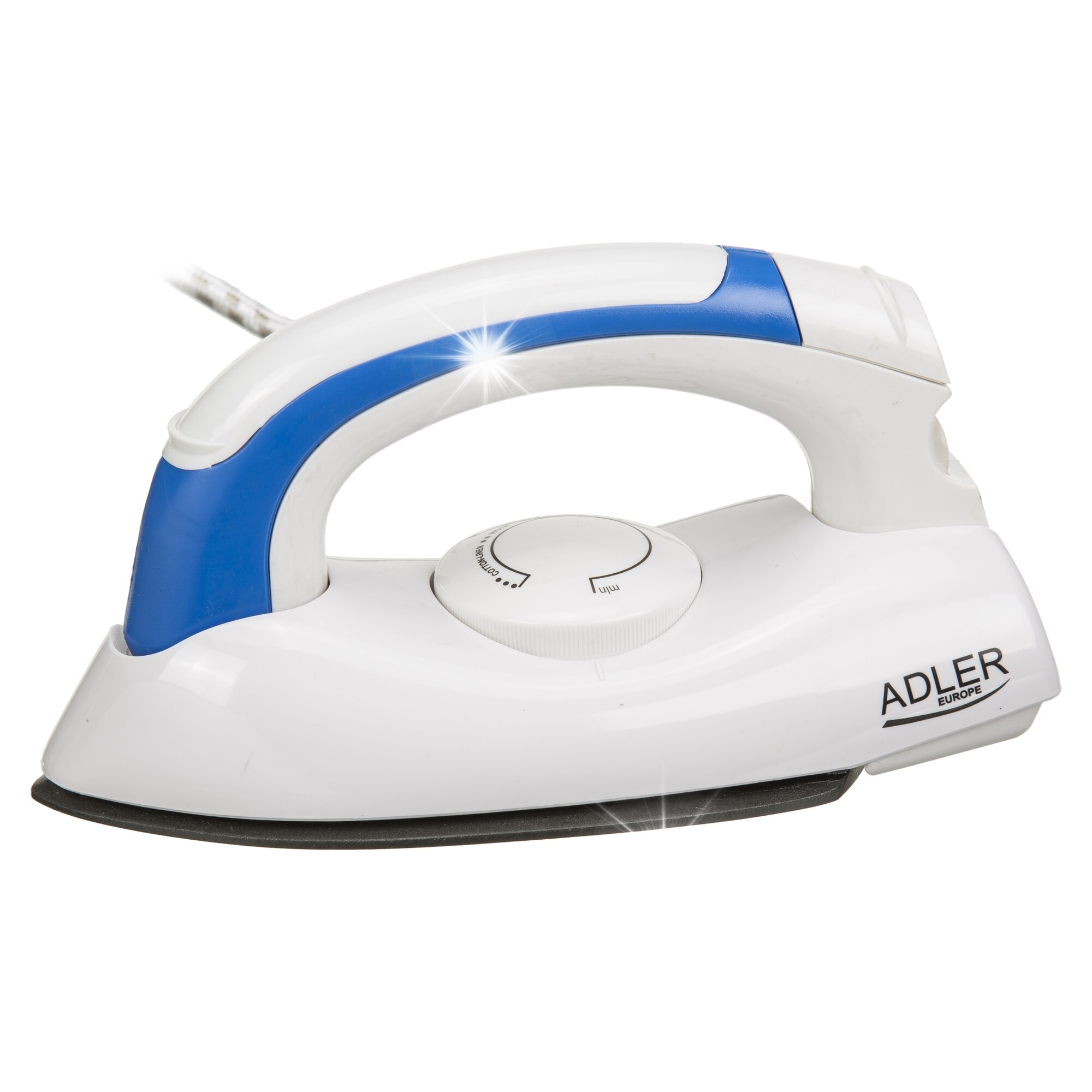 Fier de calcat turistic Adler, 700W, compact, 7,5x18x10cm, cu maner pliabil, reglare temperatura