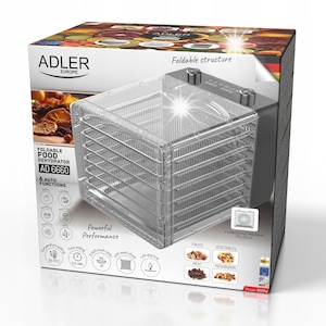 Deshidrator Adler AD 6660, 600W, 6 programe automate, 30-75°C, 426x312x293mm, set cu 6 suporturi din otel inoxidabil