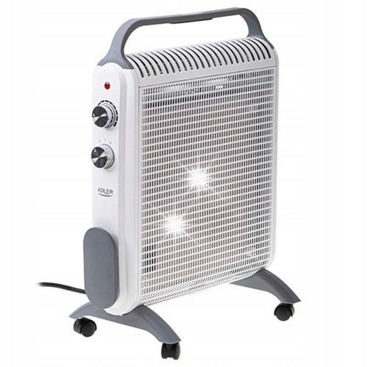 Convector electric Adler 7750, 1000W/2000W, gri/alb, 57,5x45x25,2cm