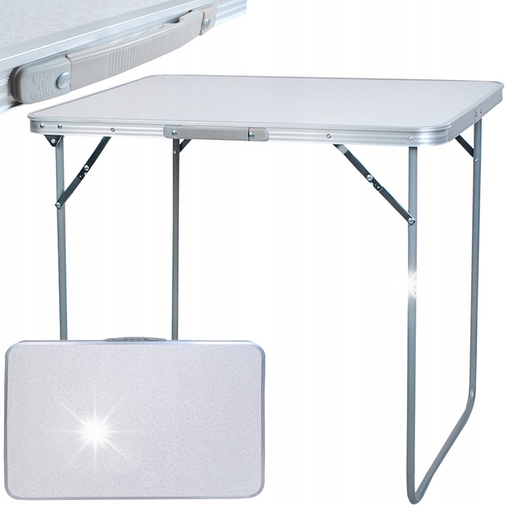 Mese camping pliabil Trizand, aluminiu, 80x60x70cm, 20kg capacitate, 3,3kg