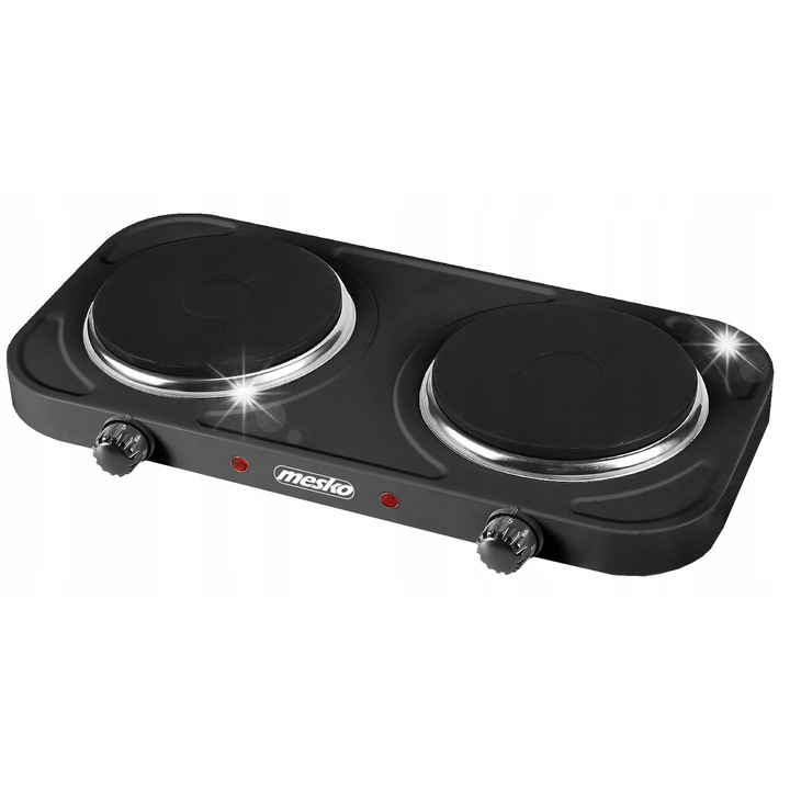 Mesko elektromos főzőlap, 2 főzőfelülettel, 2000W, fekete, 46x24cm