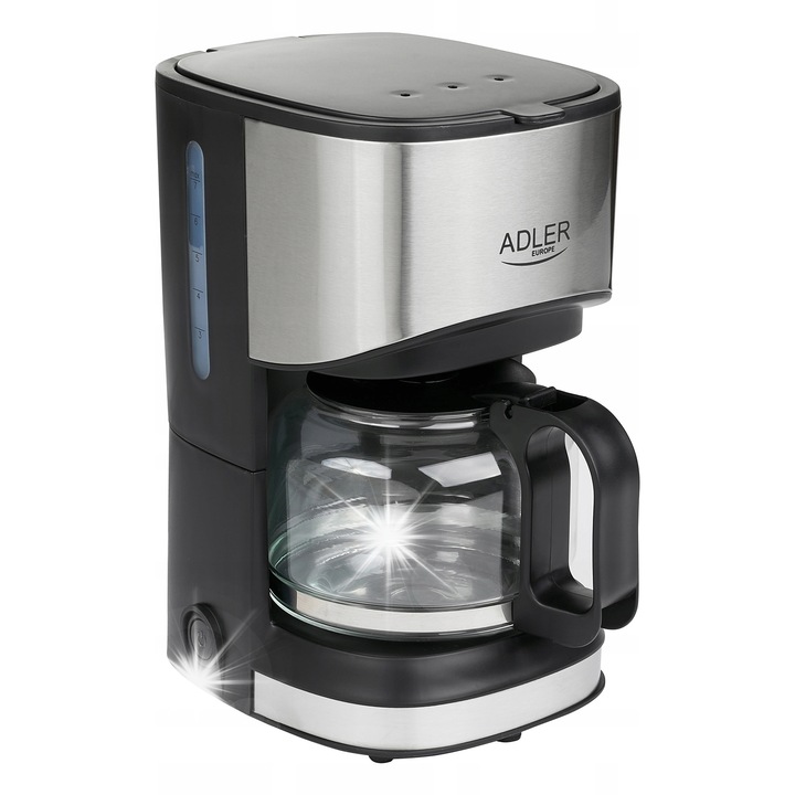 Cafetiera Adler, model AD 4407, 0,7L, negru-argintiu, 550W