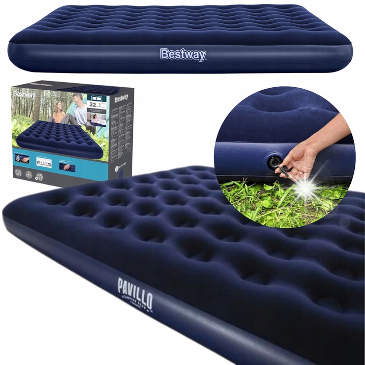 Къмпинг матрак за 2 души, Bestway, 203x183x22см, водоустойчив, гранатов, модел 67004