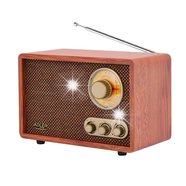 Radio retro Bluetooth AM/FM Adler AD 1171, design elegant, lemn