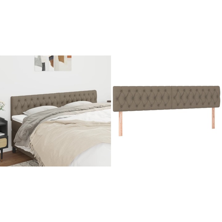 Tablii de pat, 2 buc, gri taupe, 100x7x78/88 cm, textil