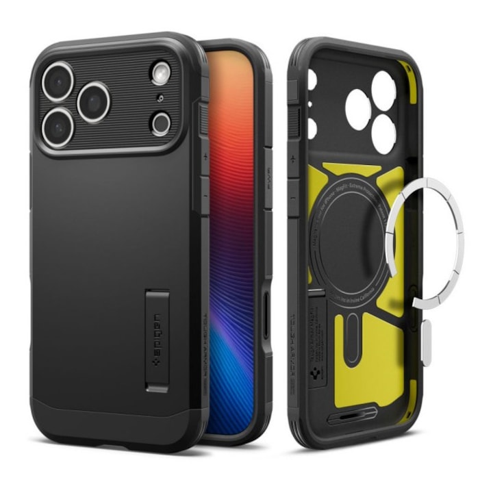 Husa Spigen Tough Armor MagSafe Pentru iPhone 17 Pro Max, Rezistenta La Socuri, Protectie Military, Negru