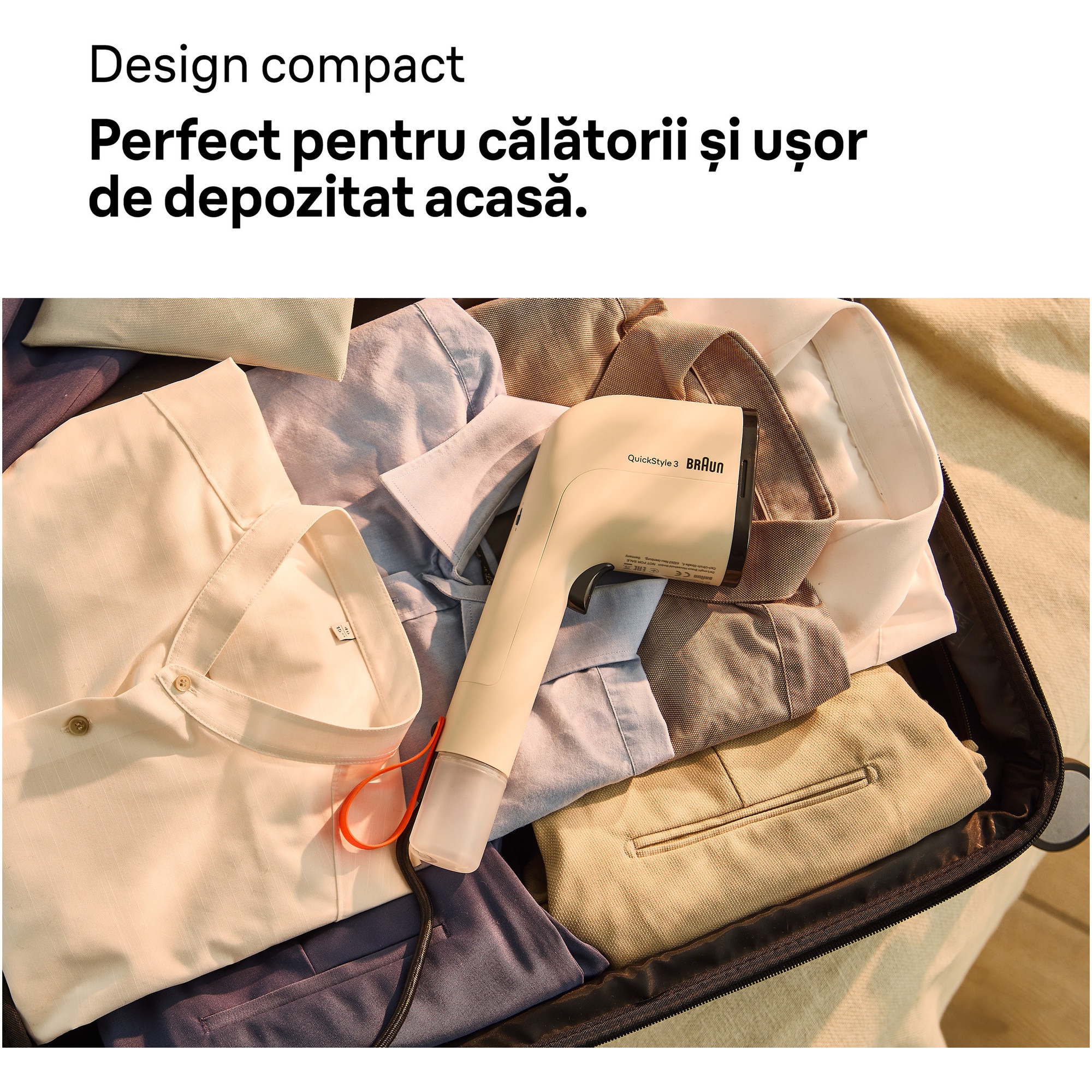Aparat de calcat vertical cu abur BRAUN GS3012BG, 1100W, abur variabil 20 g/min, rezervor detasabil 70 ml, tehnologie FastSteam, tehnologie iCare, incalzire rapida 30 sec, husa calatorie, accesoriu scame, bej