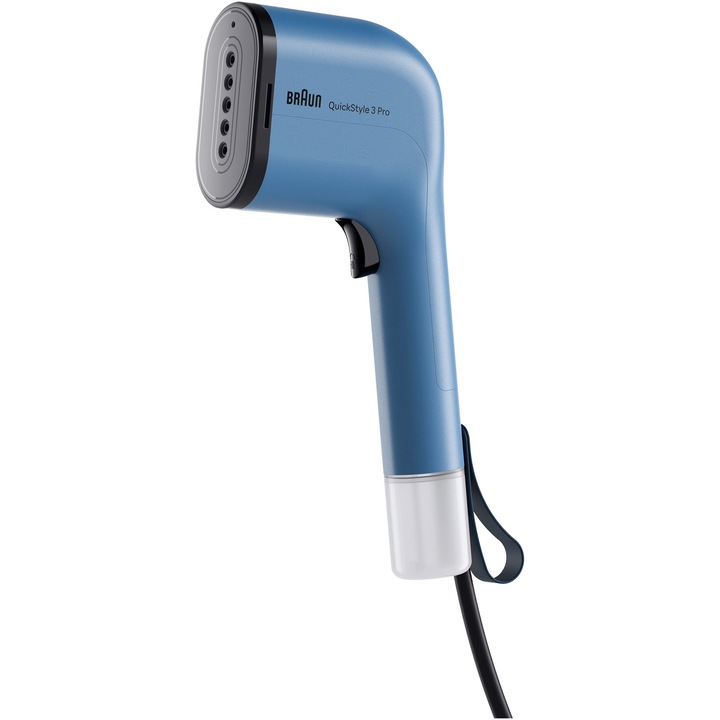Вертикална машина за гладене с пара BRAUN GS3024BL, 1100W, Променлива пара 22 г/мин, 2 подвижни резервоара 70 + 120 мл, Технология FastSteam, Технология iCare, Бързо загряване 30 сек, Калъф за пътуване, Четка, Приставка за мъх, Син