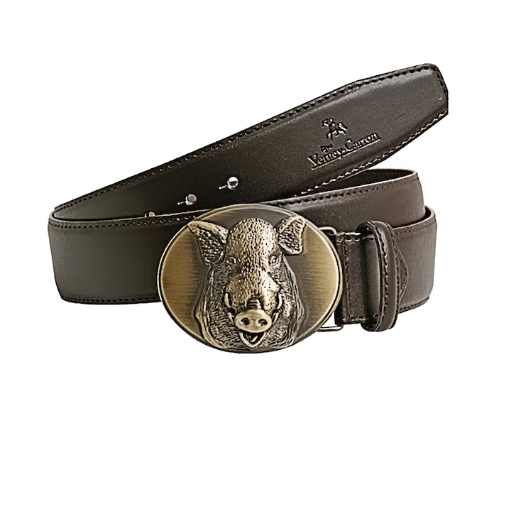 Curea Verney-Carron ProHunt Sanglier, catarama metalica mistret, 120x4 cm, maro, piele ecologica