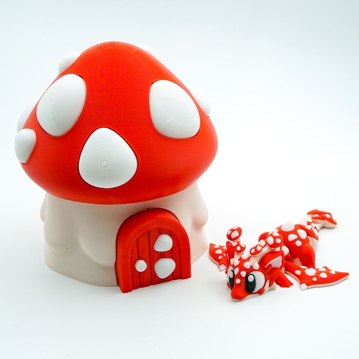 Комплект фигурки Мини Дракон Гъбка и Къщичка, 10x10x10см, многоцветен