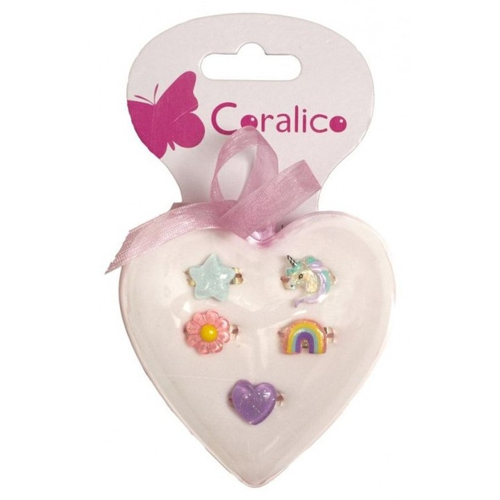 Set 5 inele Coralico, 130x112mm, cutie in forma de inima