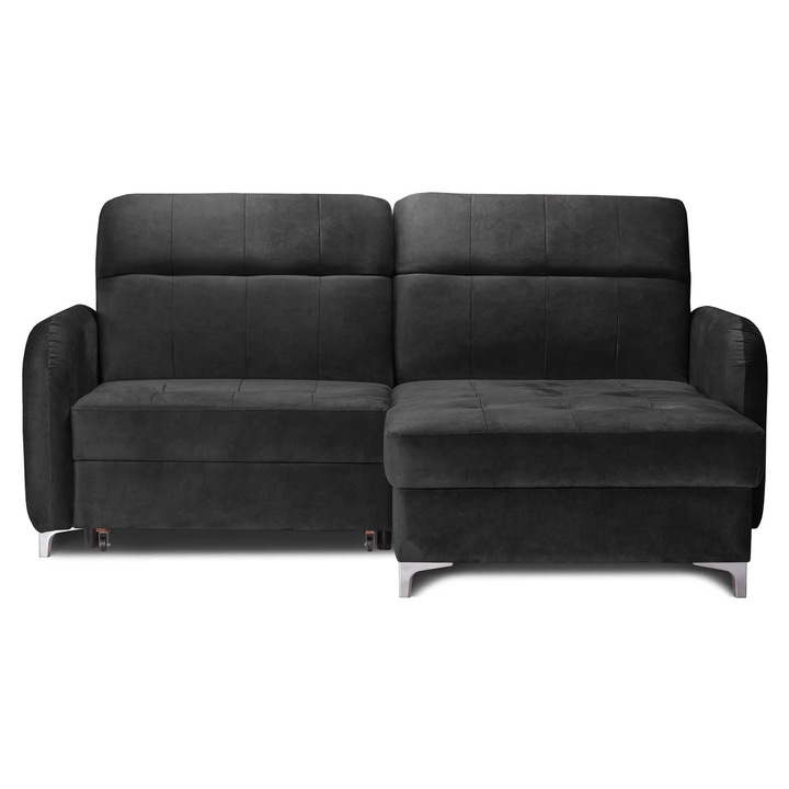 Coltar Extensibil STUDIO, Interschimbabil cu lada depozitare si tetiere reglabile, 220x160x105 cm, Gri Grafit - Whisper