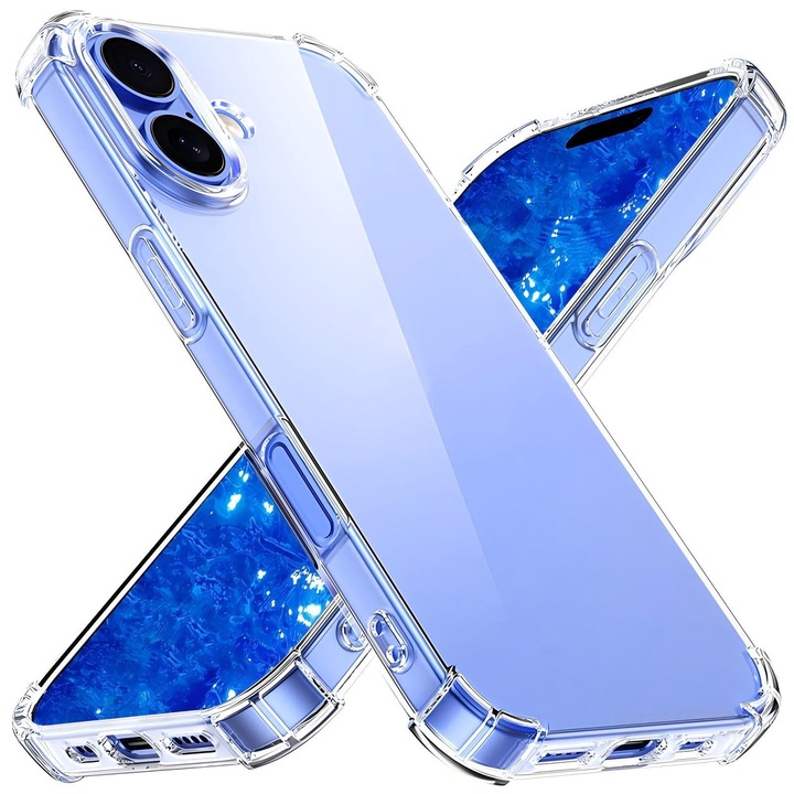 Husa transparenta pentru telefon rezistenta la socuri, Compatibil cu IPhone 17, Antiderapant, Antizgarieturi, Anticadere, Potrivire perfecta, TPU/Silicon, Oududianzi, Transparent