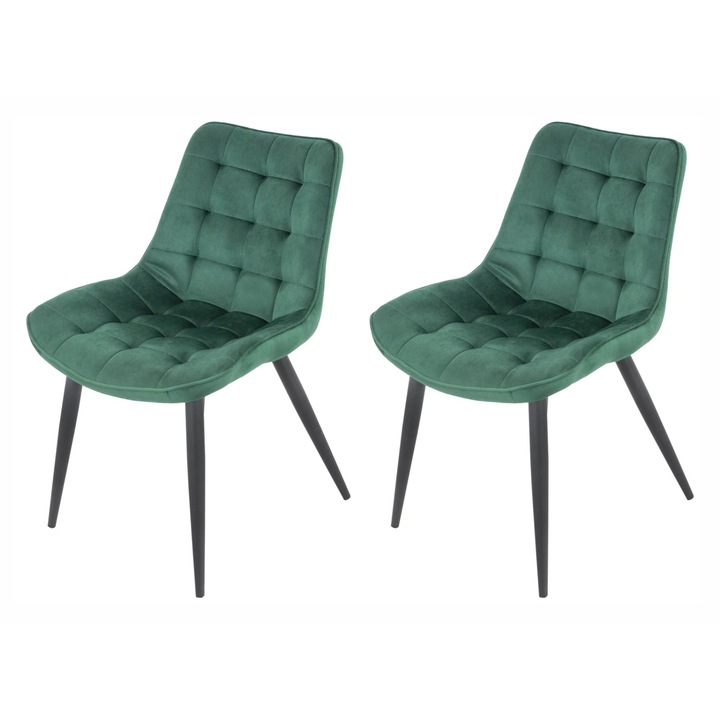 Scaun DENVER Osaka, tapitat cu catifea, picioare metalice negre, 53x53x82 cm