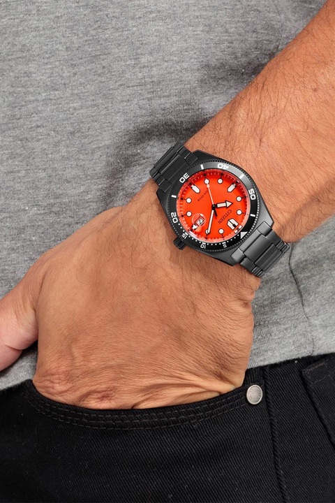 Citizen, Ceas din otel inoxidabil cu logo pe cadran, Negru