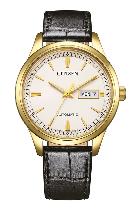 Citizen, Ceas automatic cu curea din piele, Negru