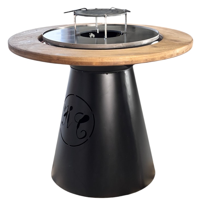 Gratar de gradina VIP fire pit cu Blat din lemn si Plita 10 mm