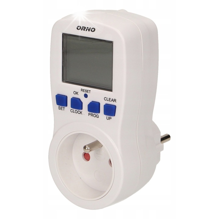 Programator pentru priza ORNO, 16 programe, display LCD, 230V, 55x115x75mm