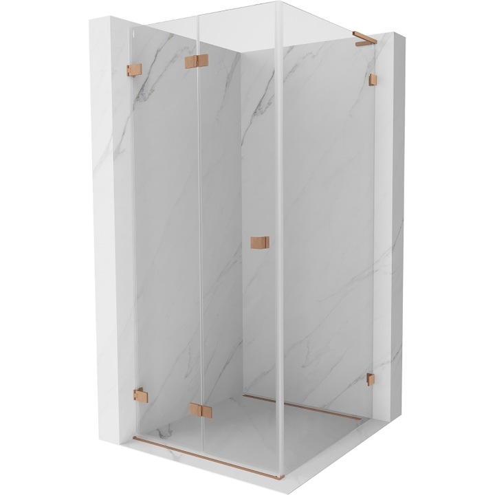 Cabina de dus pliata Mexen Lunar-F L, stanga, 90 x 90 cm, transparent, cupru periat - 836L-090-090-65-00-L