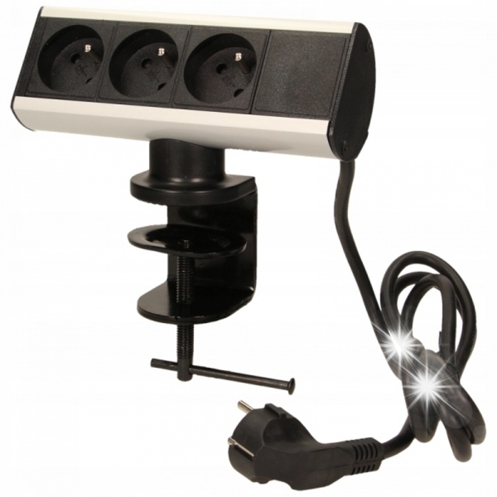 Prelungitor Virone, 3x230V, 1,8m, montare pe suprafata, negru/argintiu