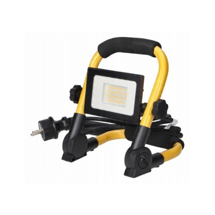 Virone FLP-4 hordozható LED reflektor, 30W, 2100lm, IP44, fekete/sárga, 120x205x152mm
