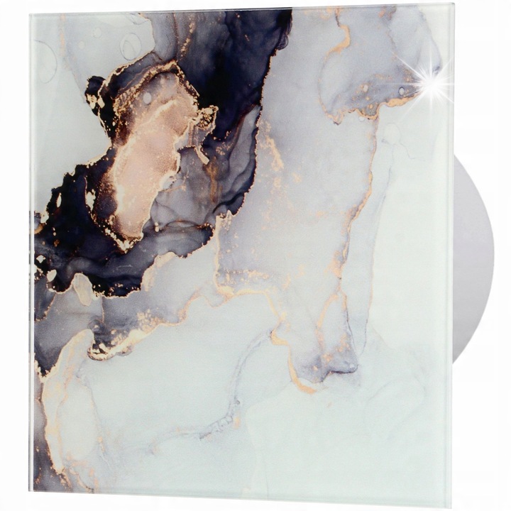 Ventilator baie, Orno, model OR-WL-3201/100/S, panou decorativ marmura roz/auriu, 100mm, 135x135mm