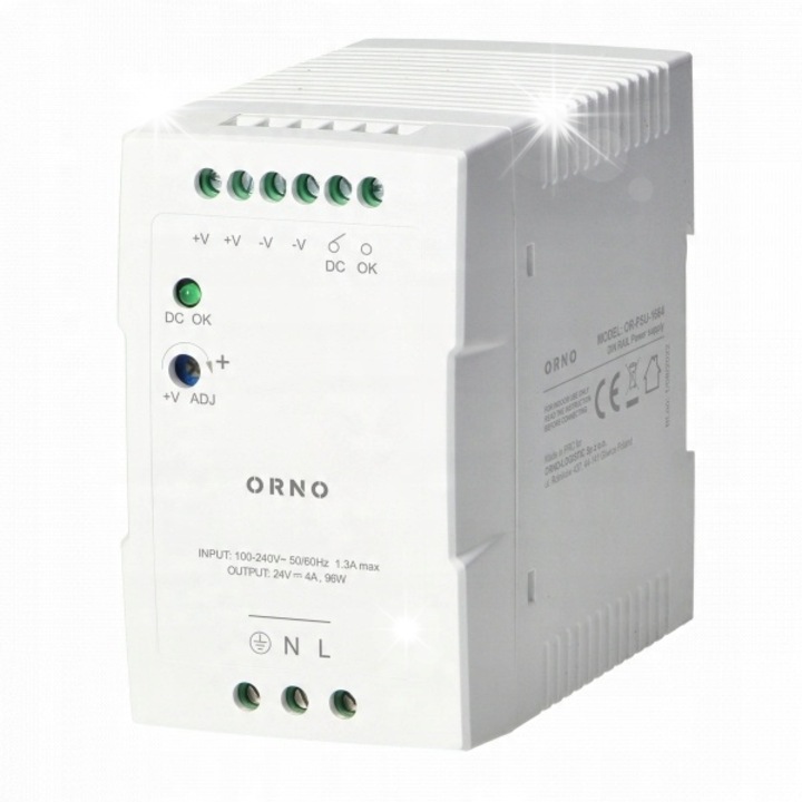 Sursa de alimentare industrial pe sina DIN 24VDC 4A 96W, IP20, dimensiuni 100x55x92mm, set 1 buc.