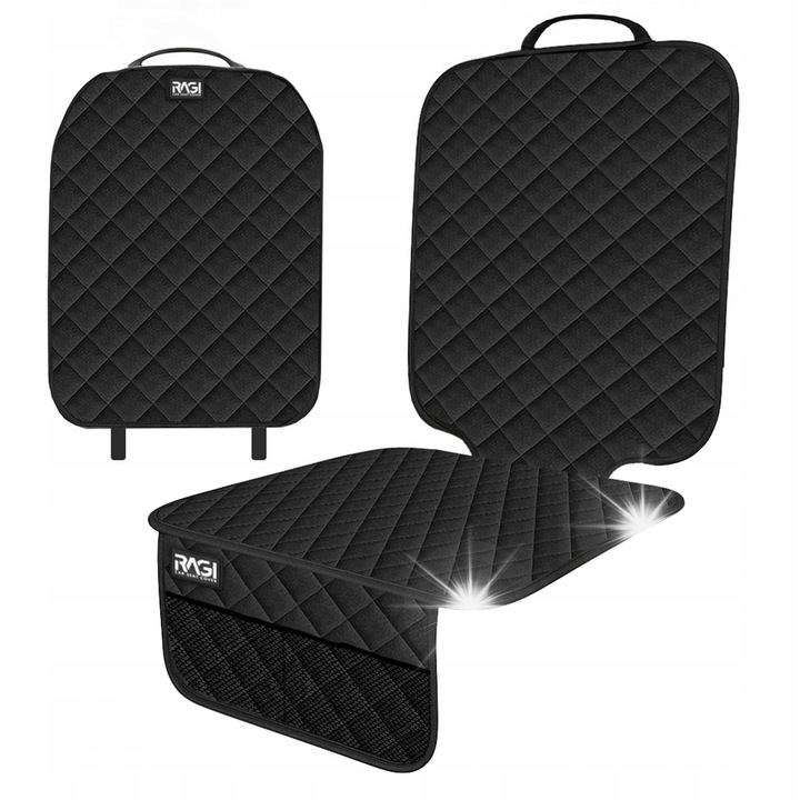 Covoras Oprotectie pentru Fotel Auto 2in1, Neagra, 114x48,5cm, cu Ocluzie pentru Spate