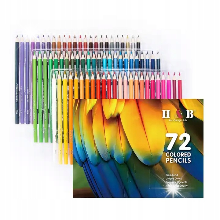 Set de creioane colorate Ragi, 72 culori intense, etui plastic, 25,5x19,5x2,8cm