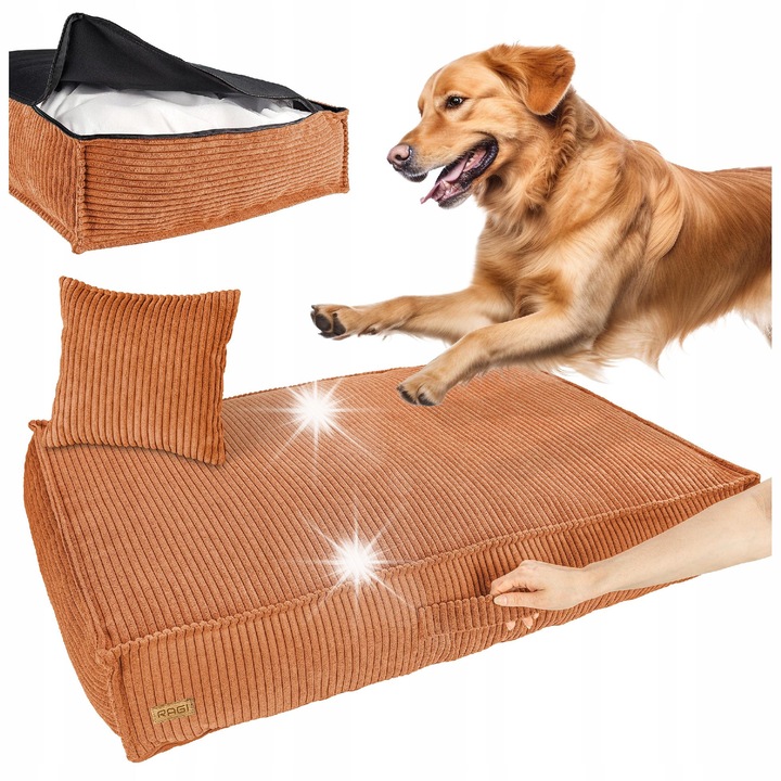 Culcus pentru caini Ragi XL, 100x70cm, portocaliu, cu husa detasabila