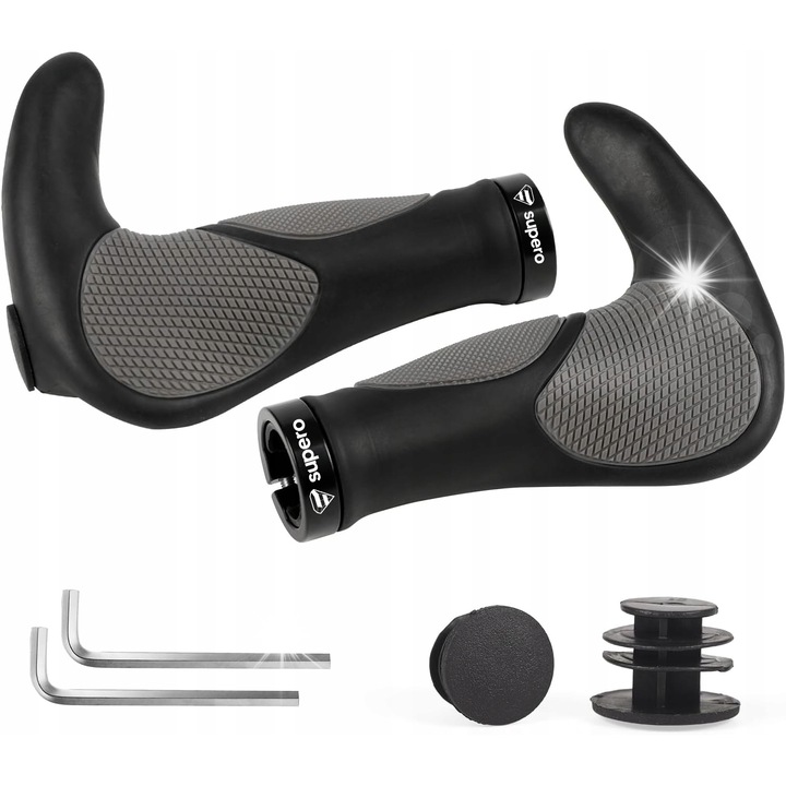 Mansoane bicicleta Supero, ergonomice, antiderapante, 22,2mm, set