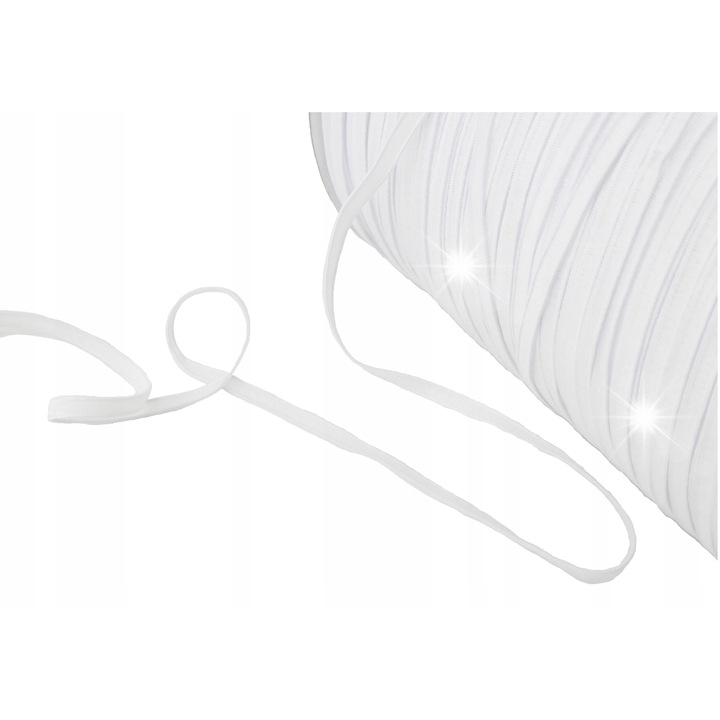 Banda elastica pentru masti, 4mm, 500m, alb, set