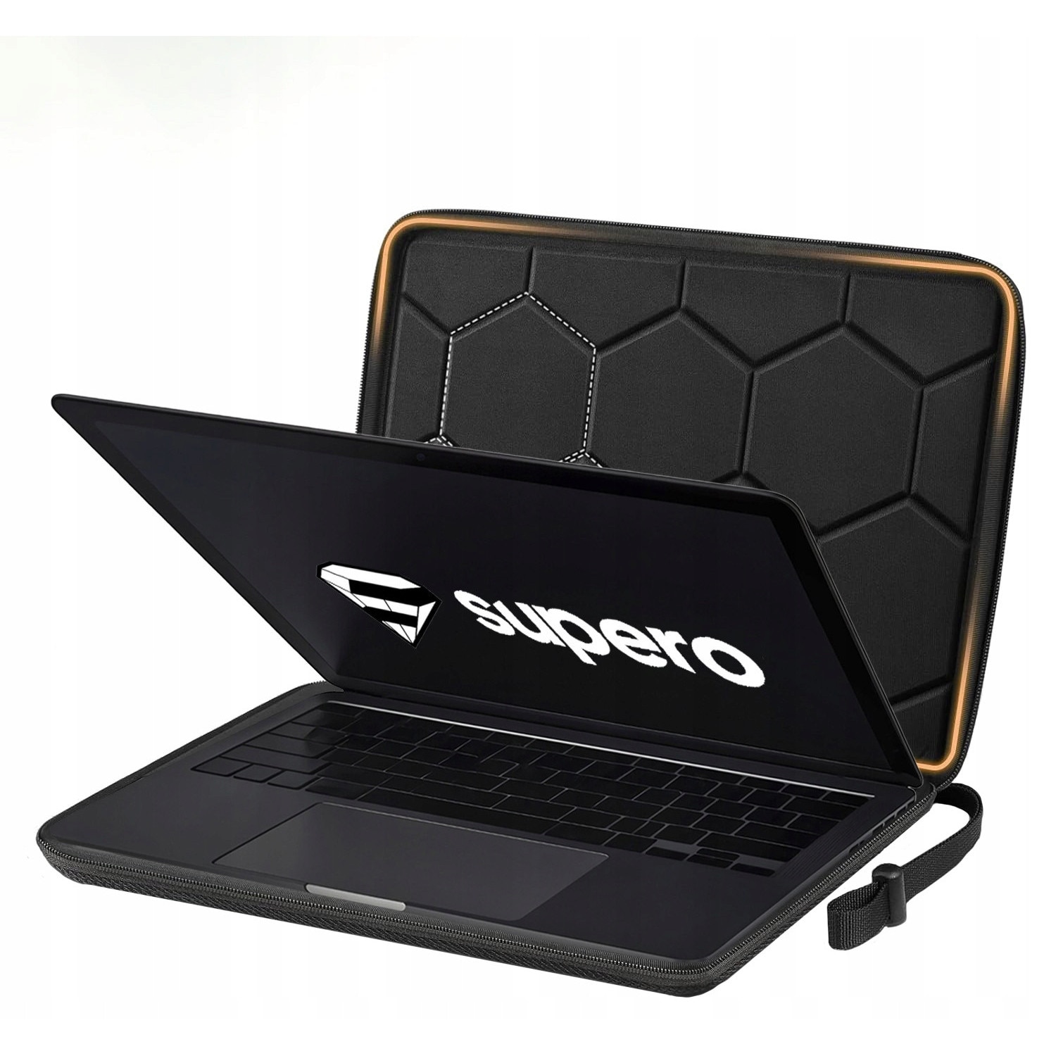 Geanta laptop 13-14", SUPERO, slim, waterproof, neagra, 32.5x24x3.5cm, set cu sfoara