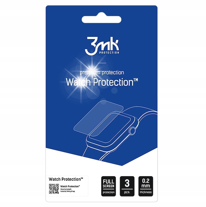 Комплект 3x Защитни хидрогелни фолиа 3mk за Apple Watch 10 46мм, 0.2мм, 34x41мм
