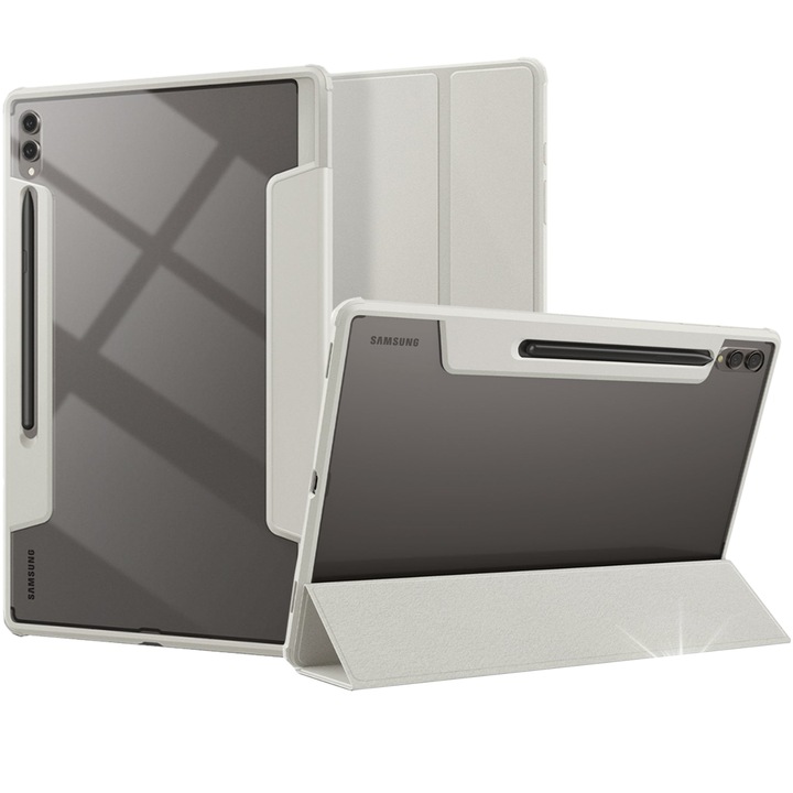 Etui pentru tableta Samsung Galaxy Tab S10/S9/S8 Ultra, Spigen, hibrid TPU si PC, suport, negru