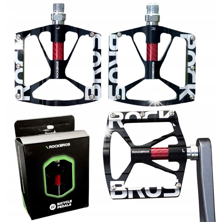 Велосипедни педали Rockbros KT307T, алуминий, противоплъзгащи, черен, 11,5x10x1,2см, комплект