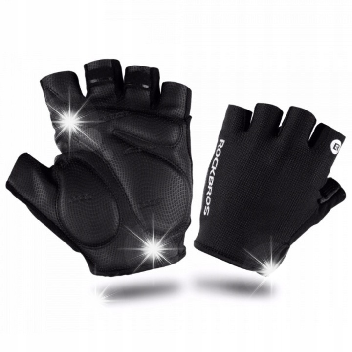 Sportkesztyű, RockBros, ujj nélküli, lélegző, XL, fekete, 1 pár