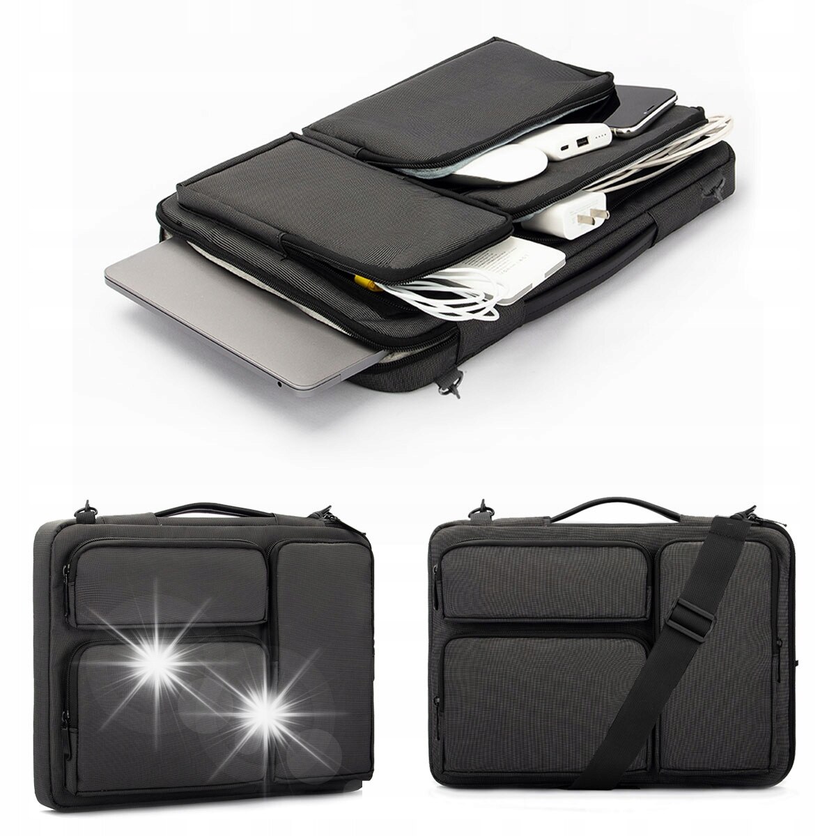 Geanta laptop 15.6", SUPERO, waterproof, neagra, cu curea reglabila