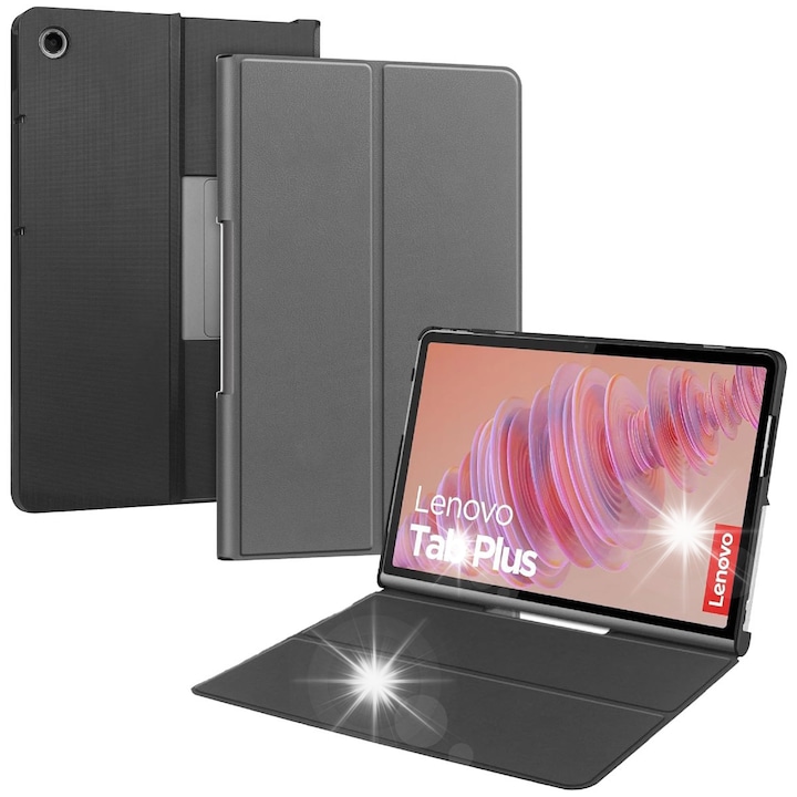 Husa tableta Supero pentru Lenovo Tab Plus 2024 11.5", gri, material ecologic, inchidere magnetica