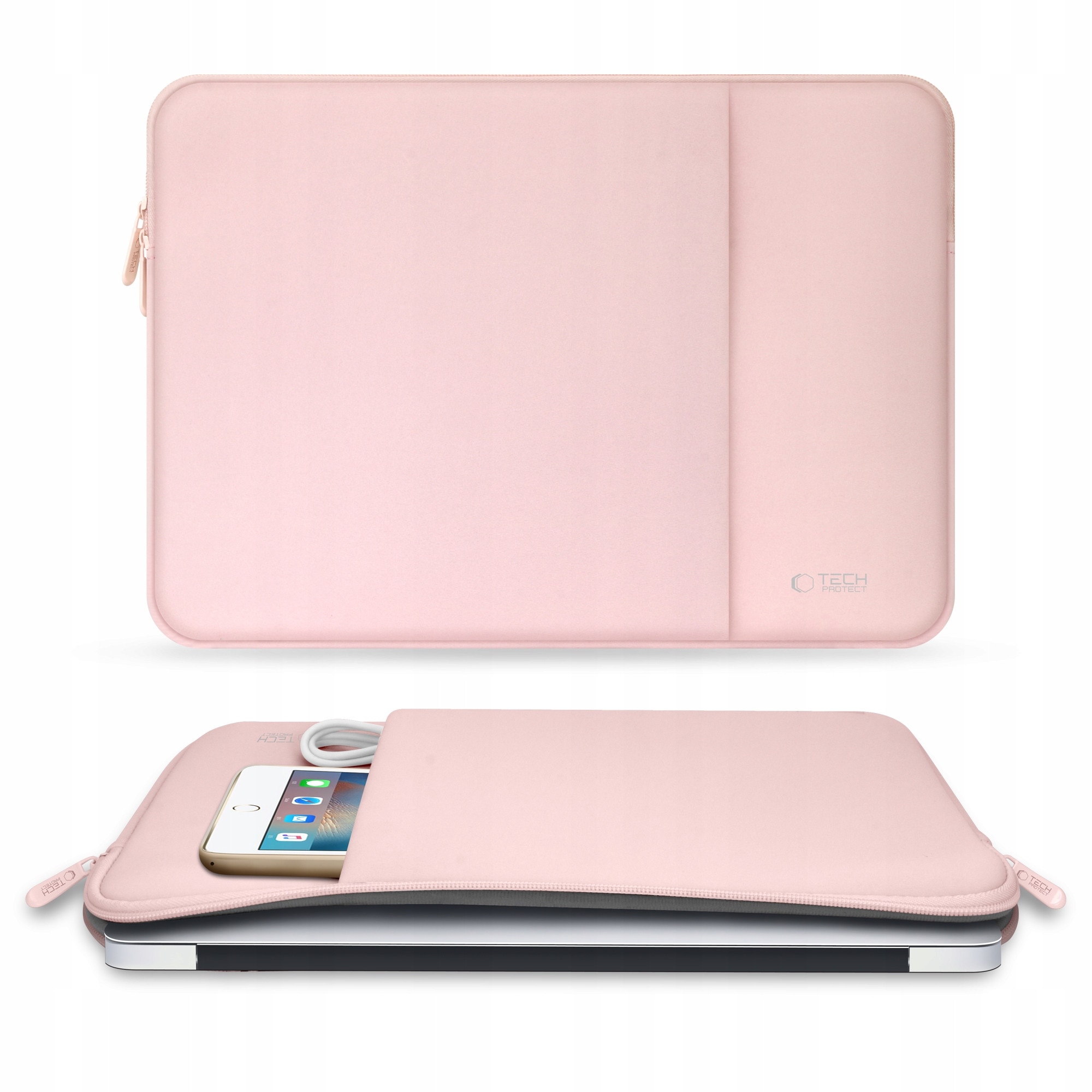 Husa pentru laptop Macbook Air Pro (15-16 inch), Tech-Protect, neopren, Dusty Rose