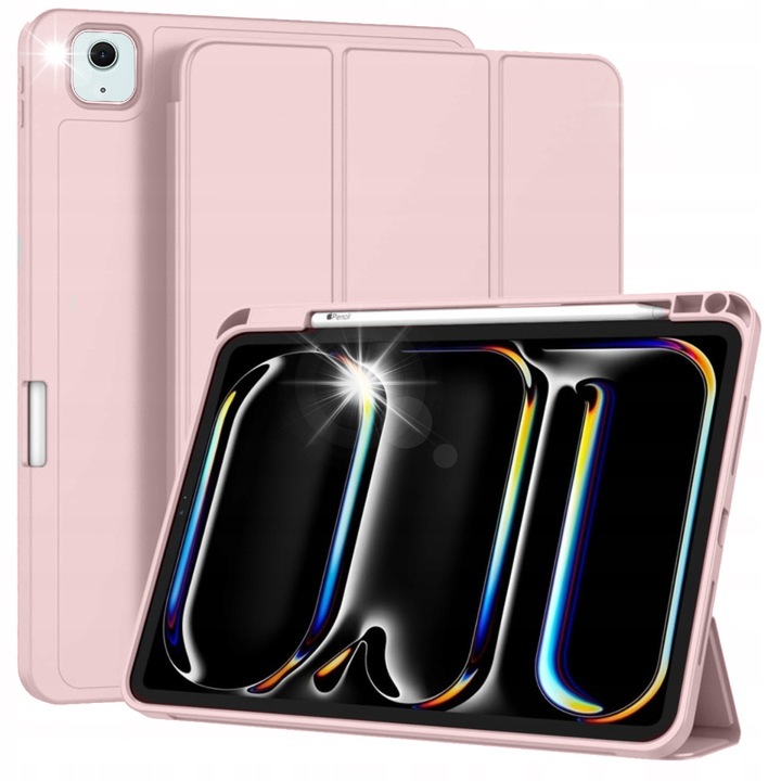 Husa pentru iPad Air 13 2024, roz, TPU, PC, cu functie de suport