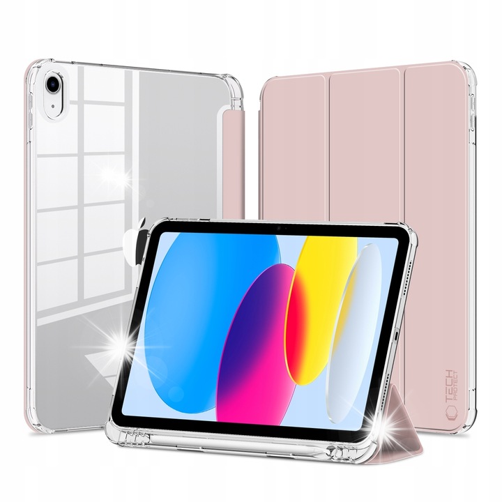 Etui Tech-Protect SC Pen Hybrid pentru iPad 10.9 2022, roz, cu suport pentru rysik