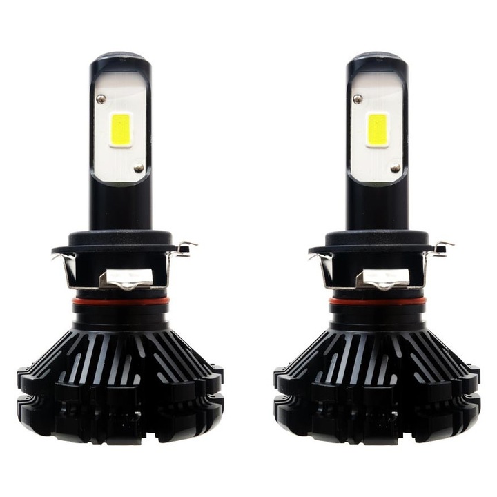 Becuri LED H7 NSSC 6000K, 4x15W, set cu adaptoare H7-6, 3000 lumeni, aluminiu 6063